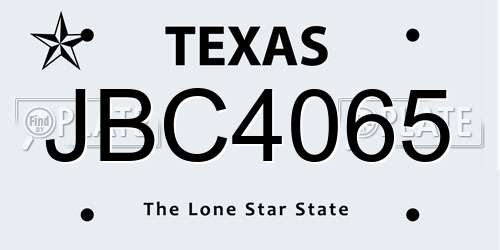 JBC4065 Texas License Plate