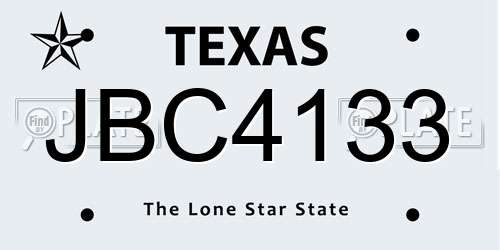JBC4133 Texas License Plate