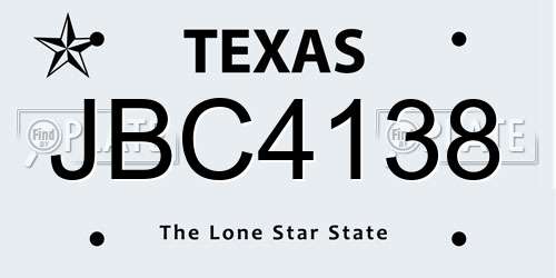 JBC4138 Texas License Plate