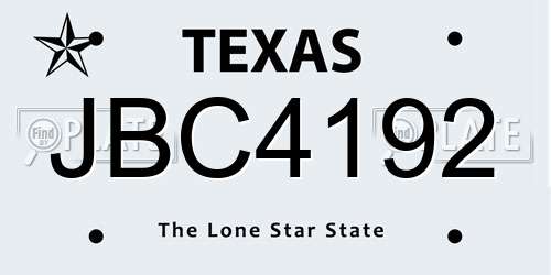 JBC4192 Texas License Plate