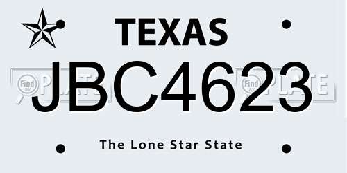 JBC4623 Texas License Plate