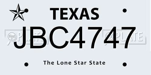 JBC4747 Texas License Plate