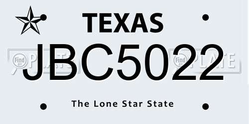 JBC5022 Texas License Plate