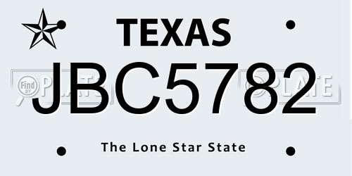 JBC5782 Texas License Plate