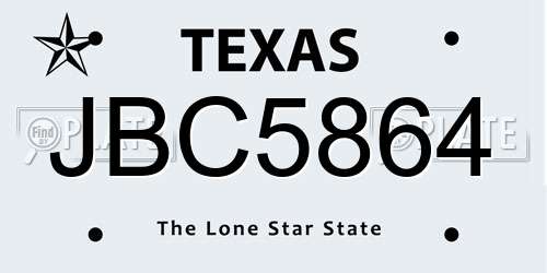 JBC5864 Texas License Plate