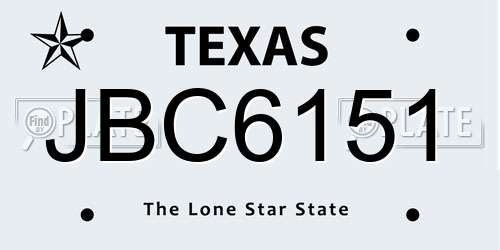 JBC6151 Texas License Plate