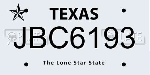 JBC6193 Texas License Plate