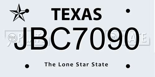 JBC7090 Texas License Plate