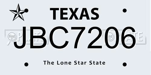 JBC7206 Texas License Plate