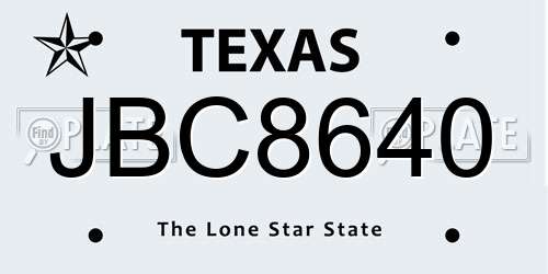 JBC8640 Texas License Plate