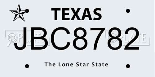 JBC8782 Texas License Plate