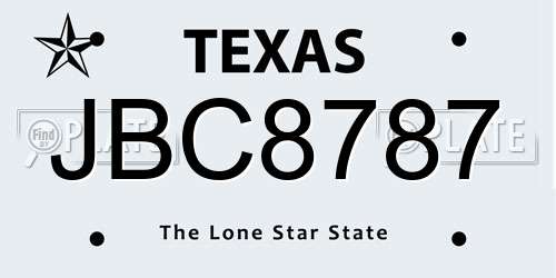 JBC8787 Texas License Plate