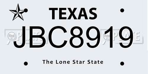 JBC8919 Texas License Plate
