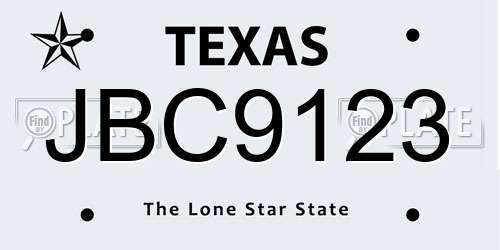 JBC9123 Texas License Plate