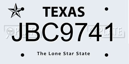 JBC9741 Texas License Plate
