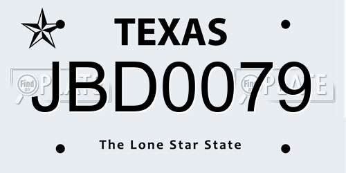JBD0079 Texas License Plate