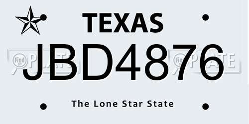 JBD4876 Texas License Plate