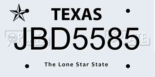 JBD5585 Texas License Plate
