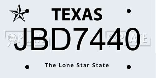 JBD7440 Texas License Plate