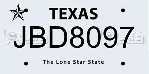 JBD8097 Texas License Plate