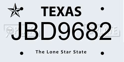JBD9682 Texas License Plate