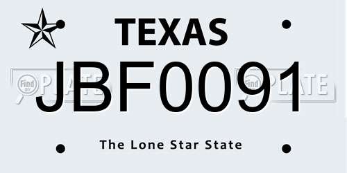 JBF0091 Texas License Plate