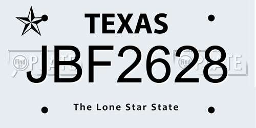 JBF2628 Texas License Plate