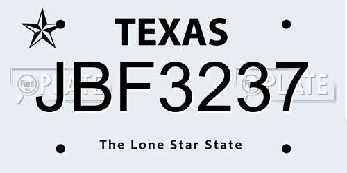 JBF3237 Texas License Plate