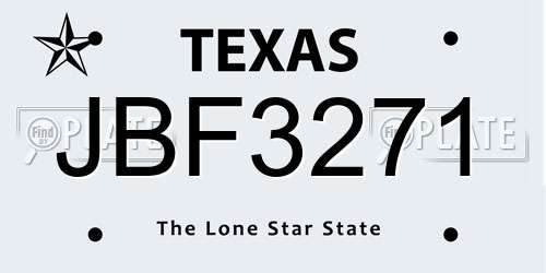 JBF3271 Texas License Plate