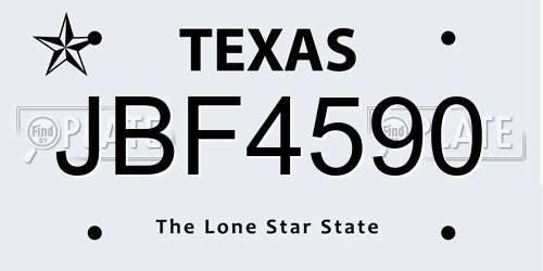 JBF4590 Texas License Plate