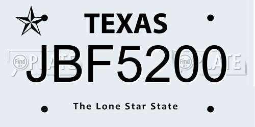 JBF5200 Texas License Plate