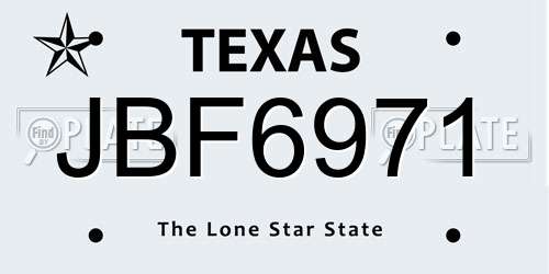JBF6971 Texas License Plate