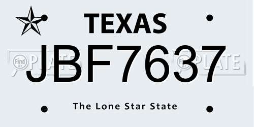 JBF7637 Texas License Plate