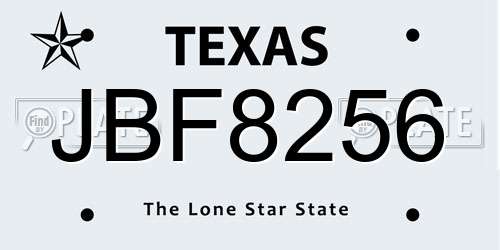 JBF8256 Texas License Plate
