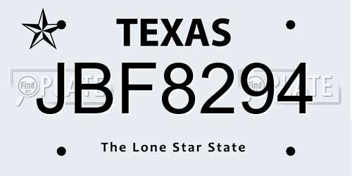 JBF8294 Texas License Plate