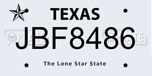 JBF8486 Texas License Plate