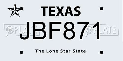 JBF871 Texas License Plate