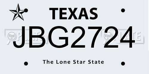 JBG2724 Texas License Plate
