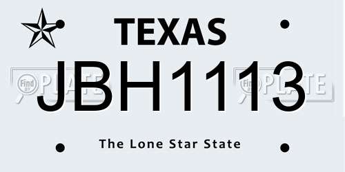 JBH1113 Texas License Plate