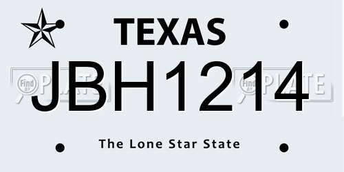 JBH1214 Texas License Plate