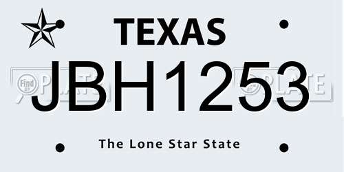 JBH1253 Texas License Plate