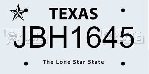 JBH1645 Texas License Plate
