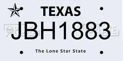 JBH1883 Texas License Plate