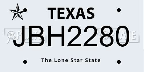 JBH2280 Texas License Plate