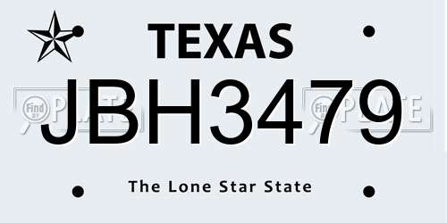 JBH3479 Texas License Plate