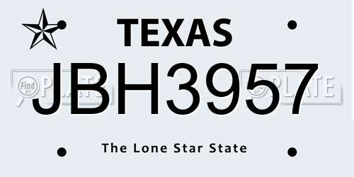 JBH3957 Texas License Plate