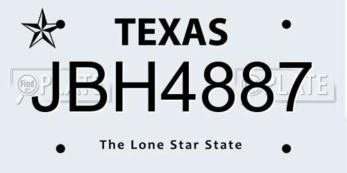 JBH4887 Texas License Plate