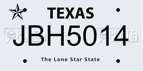 JBH5014 Texas License Plate