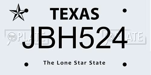 JBH524 Texas License Plate