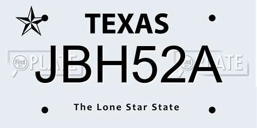 JBH52A Texas License Plate